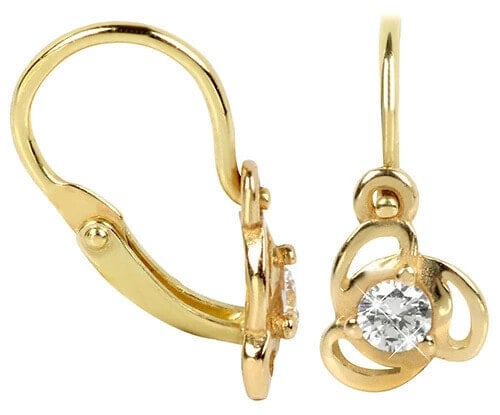Kids gold earrings with clear crystal 236001 00950