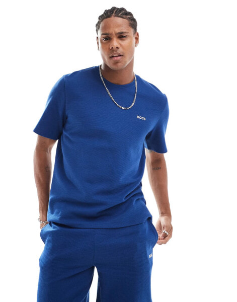 BOSS Bodywear waffle t-shirt in blue