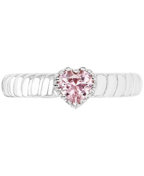 Lab-Grown Pink Sapphire Heart Ring (1/2 ct. t.w.) in Sterling Silver