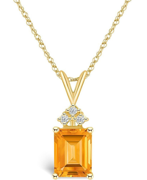 Citrine (2-1/4 ct. t.w.) and Diamond (1/10 ct. t.w.) Pendant Necklace in 14K White Gold or 14k Yellow Gold