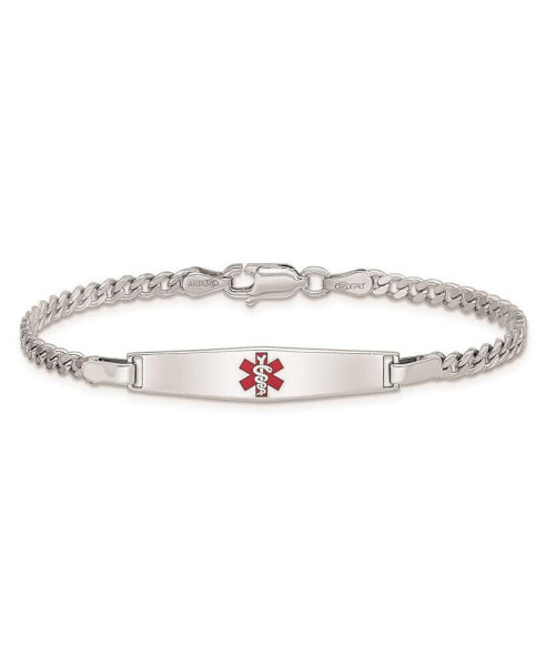 Sterling Silver Rhodium-plated Medical ID Curb Link Bracelet