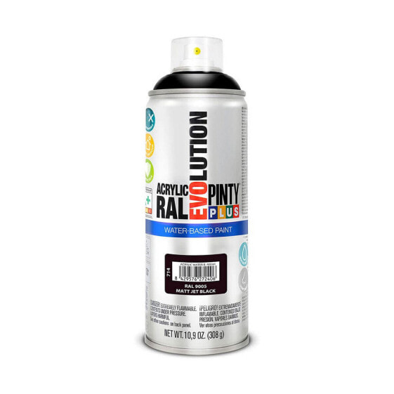 Spray paint Pintyplus Evolution RAL 9005 400 ml Matt Water based Jet Black