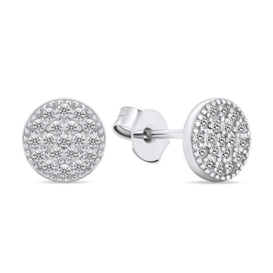 Elegant silver stud earrings with zircons EA570W
