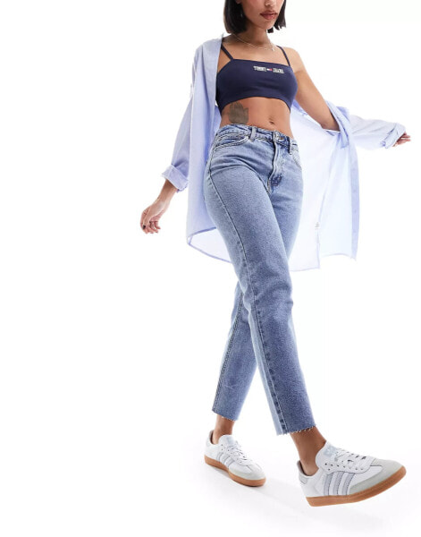 ONLY Emily high waisted straight leg jeans in light wash