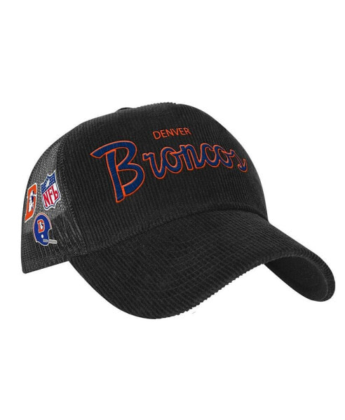 Big Boys and Girls Black Denver Broncos Times Up Precurved Trucker Adjustable Hat