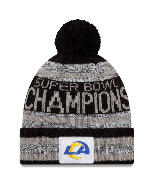 Men's Heathered Gray, Black Los Angeles Rams Super Bowl LVI Champions Parade Cuffed Pom Knit Hat