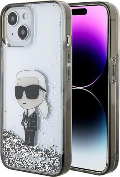 Karl Lagerfeld Karl Lagerfeld KLHCP15SLKKNSK iPhone 15 / 14 / 13 6.1" transparent hardcase Liquid Glitter Ikonik