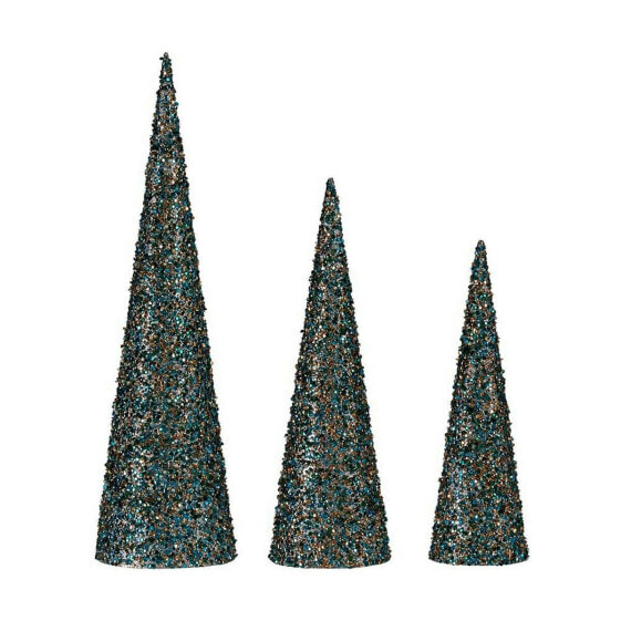 Декор Рождество Конусы пайетки Синий Позолоченный Пластик