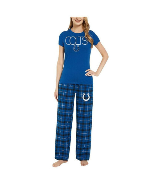 Women's Royal, Black Indianapolis Colts Arctic T-shirt and Flannel Pants Sleep Set