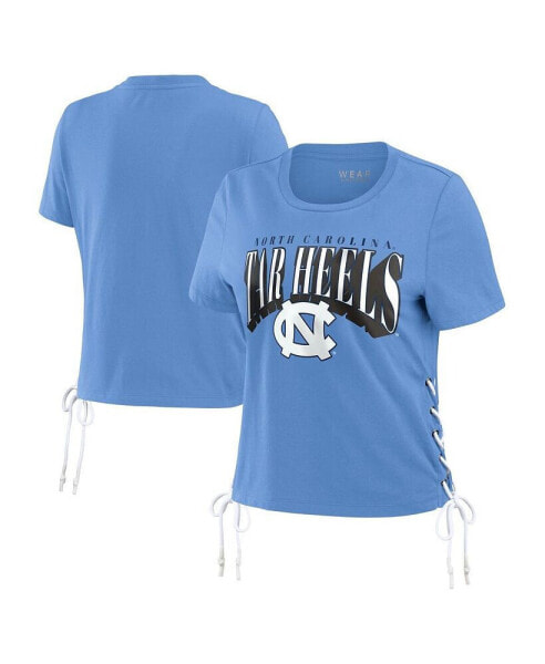 Women's Carolina Blue North Carolina Tar Heels Side Lace-Up Modest Crop T-shirt