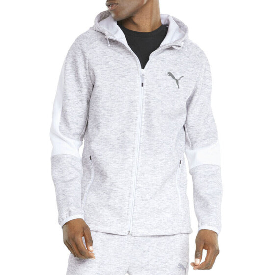 Puma Evostripe Slim Fit Full Zip Hoodie Mens White Casual Outerwear 589424-02