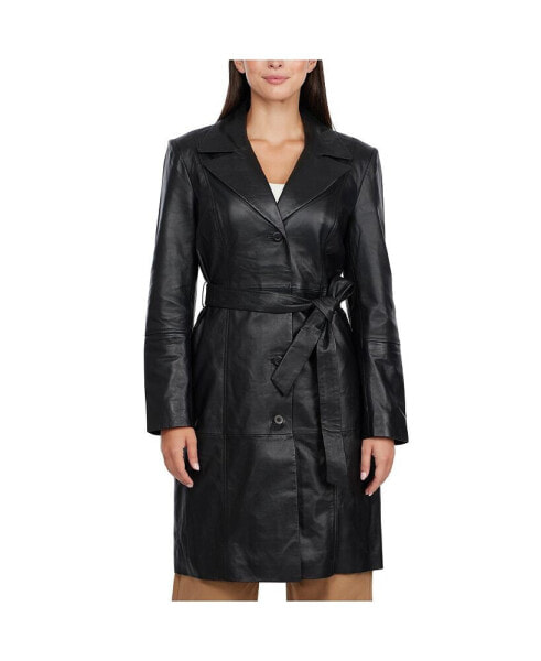 Women's Tibbie Genuine Leather Single Breasted Trenchcoat
