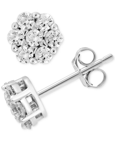 Diamond Cluster Stud Earrings (3/8 ct. t.w.) in 14k White Gold