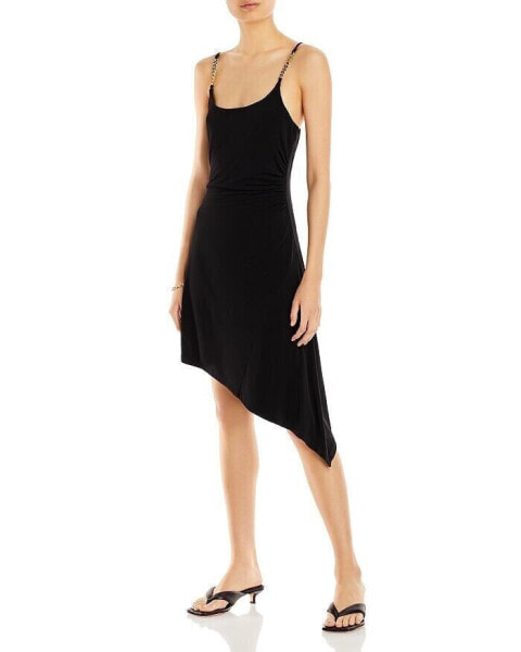 Платье с асимметричной юбкой Aqua Chain Strap черное L