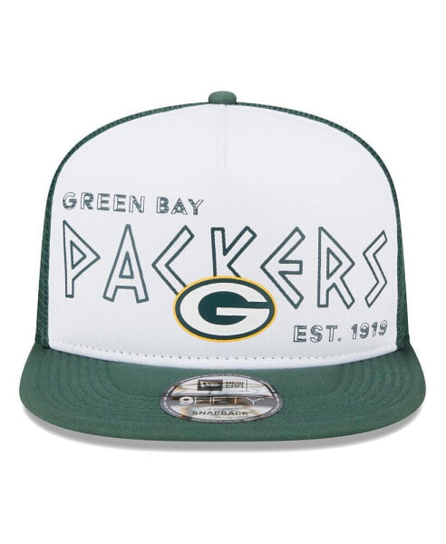 Men's White, Green Green Bay Packers Banger 9FIFTY Trucker Snapback Hat