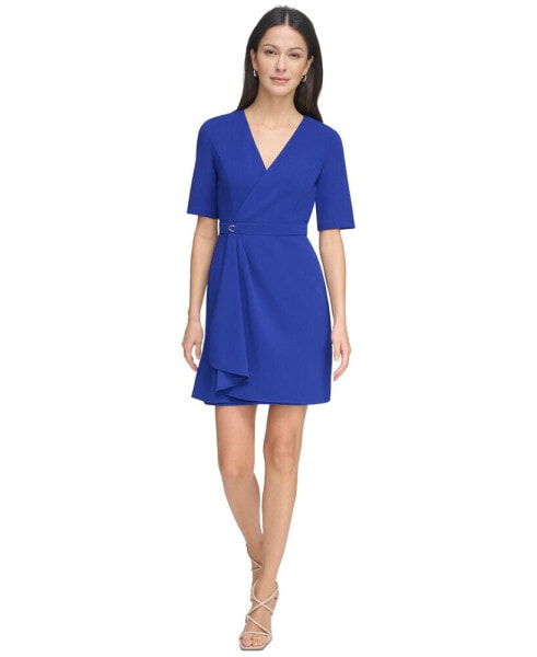 Petite V-Neck Scuba-Crepe Dress