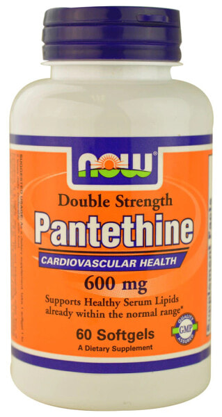 NOW Foods Pantethine Double Strength Пантетин двойной силы для здоровья сердечно-сосудистой системы 600 мг 60 мягких желатиновых капсул