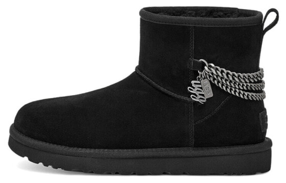 UGG CLASSIC MINI 二层牛皮 时尚链条 短中筒 雪地靴 女款 黑色 / Кроссовки UGG CLASSIC MINI 1123668-BLK