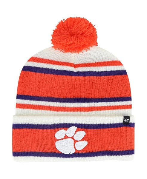 Youth Boys White Clemson Tigers Stripling Cuffed Knit Hat with Pom