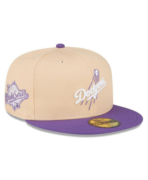 Men's Peach, Purple Los Angeles Dodgers 1988 World Series Side Patch 59FIFTY Fitted Hat
