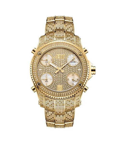 Men's Jet Setter Platinum Series Diamond (3 ct. t.w.) 18K Gold-Plated Stainless Steel Watch, 50Mm