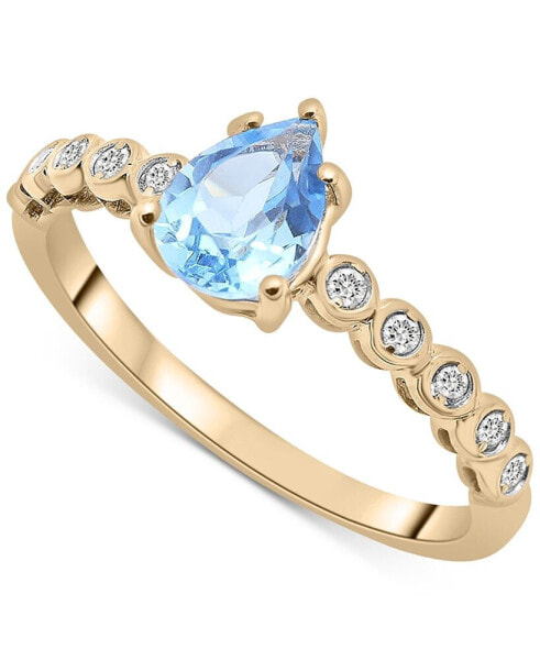 Кольцо Macy's Blue Topaz & Diamond Gold-Plated Silver.