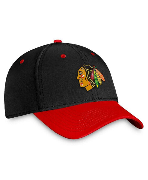 Men's Black, Red Chicago Blackhawks Authentic Pro Rink Two-Tone Flex Hat