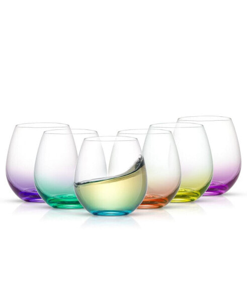 Hue Colored Stemless Wine Glasses, Set of 6