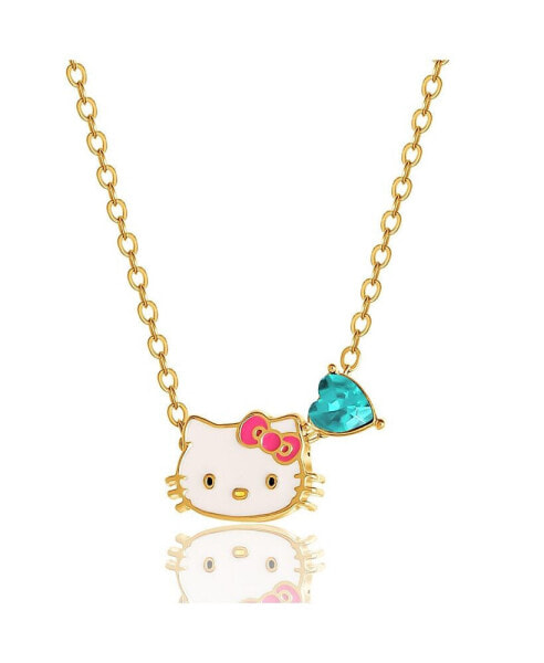 Hello Kitty sanrio Heart Birthstone Charm Necklace - 16 + 2'' Chain