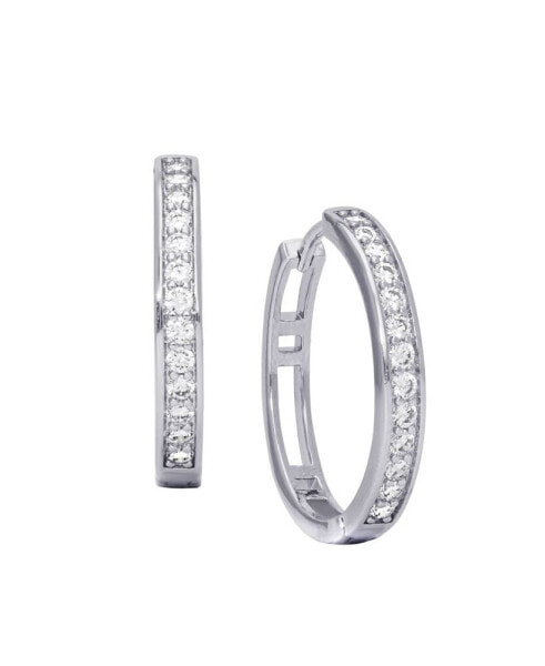 Cubic Zirconia Pave Round Hoop Earrings