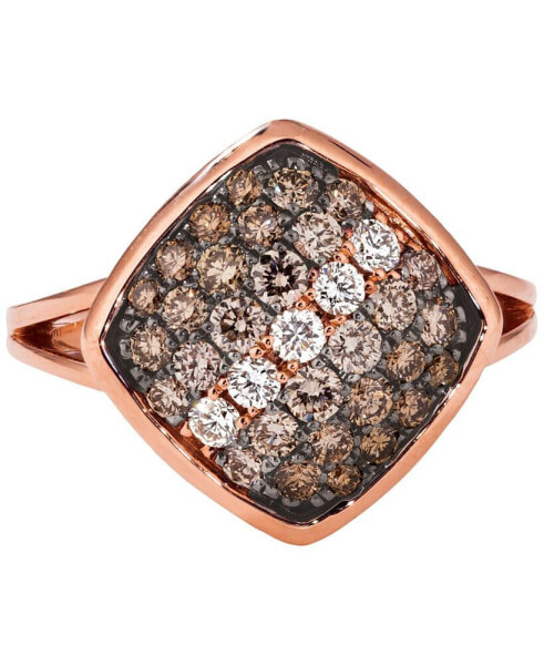 Chocolate Ombré Diamond® & Vanilla Diamond Cluster Ring (1 ct. t.w.) in 14k Rose Gold