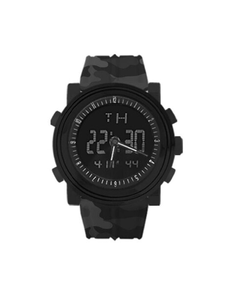 Men's Black, Gray Camo Silicone Strap Watch 47mm