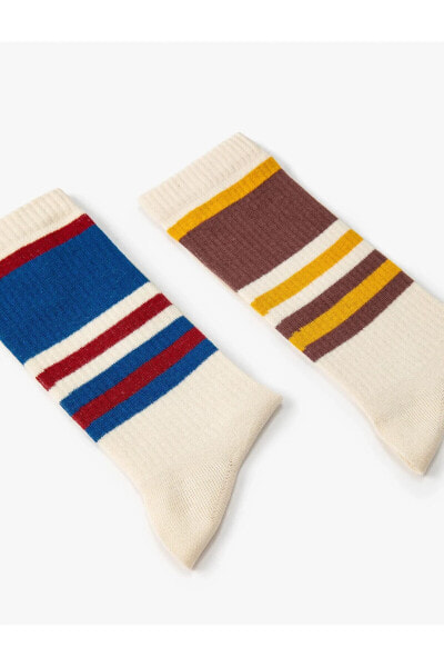 Kolej Çorap 2'li Set Çok Renkli Çizgili