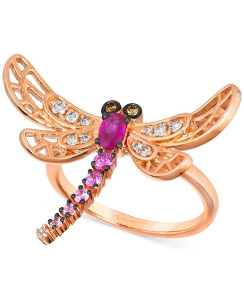 Кольцо Le Vian Dragonfly Multi (3/8 ct.) & Diamond (1/6 ct.) Rose Gold.