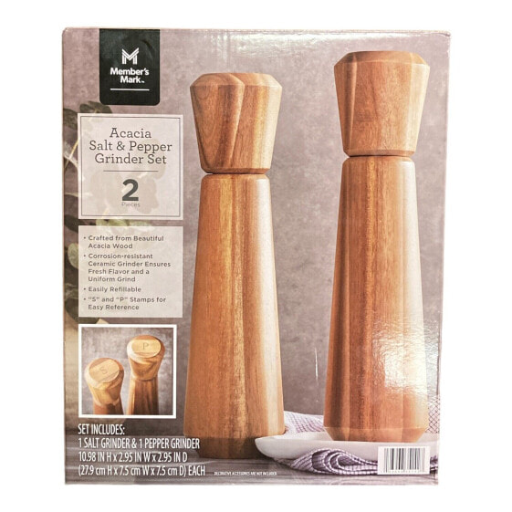 Member's Mark Acacia Salt and Pepper Mill Set (Natural)