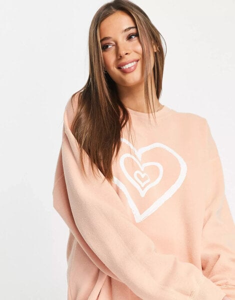 Miss Selfridge heart sweat in apricot