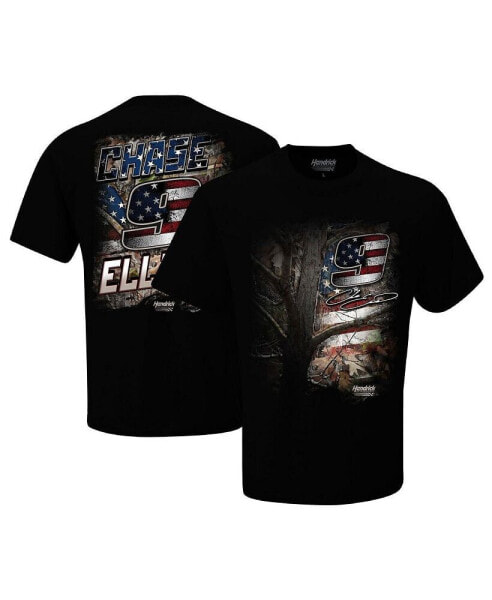 Men's Black Chase Elliott Camo Patriotic T-Shirt