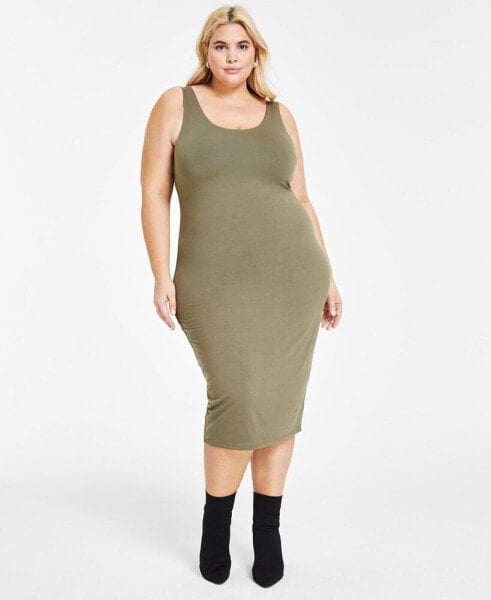 Trendy Plus Size Sleeveless Bodycon Midi Dress, Created for Macy's