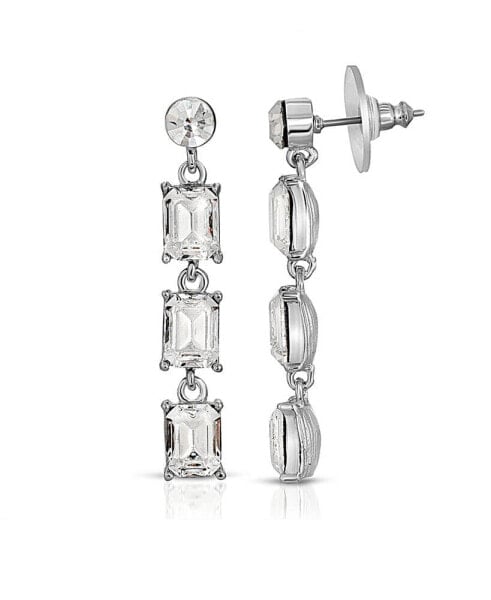Silver-Tone Post Drop Earrings Made with Crystals
