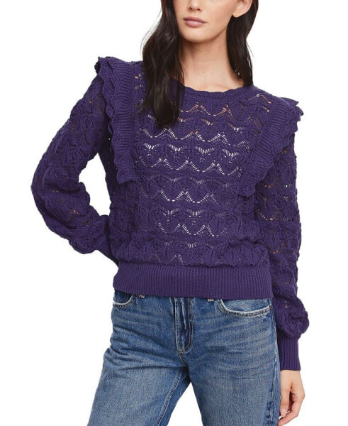 Women's Pointelle Ruffle Sweater