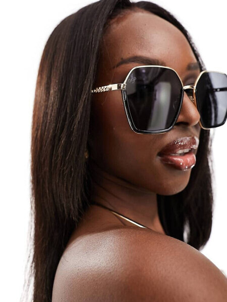 Jeepers Peepers oversized hexagonal sunglasses in black