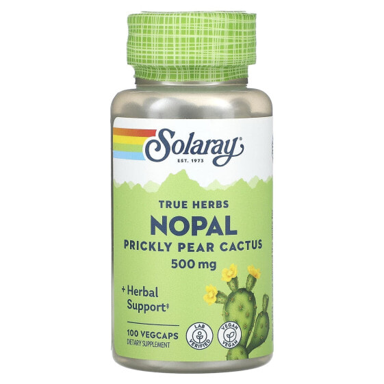 Solaray, True Herbs, нопал, кактус с опунцией, 500 мг, 100 вегетарианских капсул