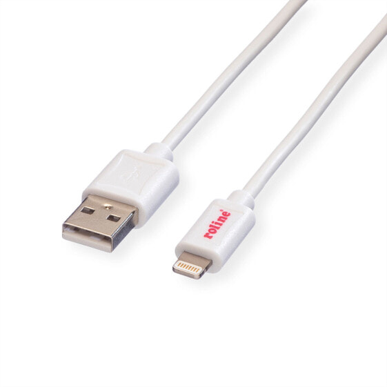 ROLINE Secomp Lightning to USB cable for iPhone - iPod - iPad 1 m - 1 m - Lightning - USB A - Male - Male - White