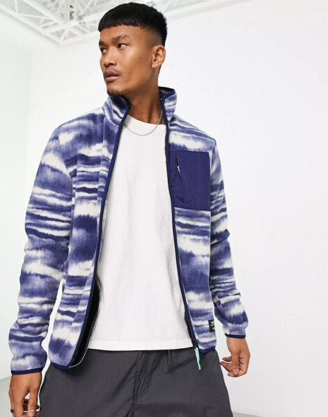 WESC polar fleece jacket in blue & white stripe pattern