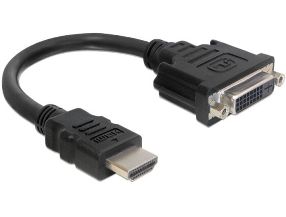 Delock 0.2m HDMI-DVI M/F - 0.2 m - HDMI Type A (Standard) - DVI-D - Male - Female - Black