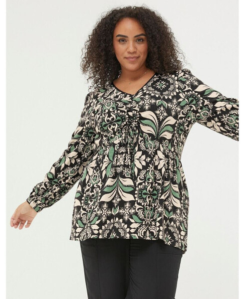 Women's Plus Size Gina Mosaic Leaf Tunic top