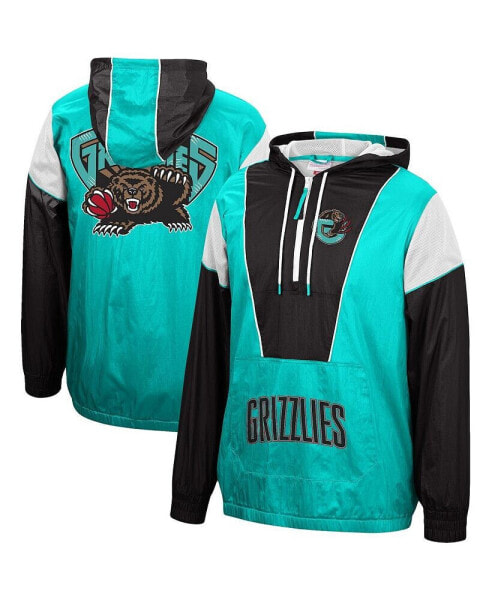 Men's Turquoise, Black Vancouver Grizzlies Hardwood Classics Highlight Reel Windbreaker Half-Zip Hoodie Jacket