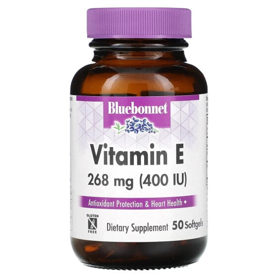 Bluebonnet Nutrition, Витамин E, 268 мг (400 МЕ), 50 мягких таблеток