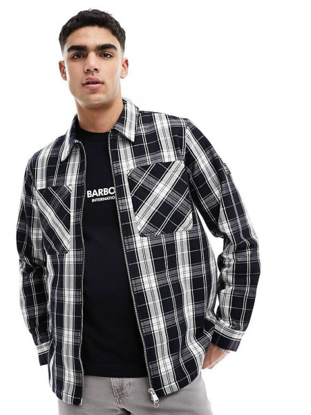 Barbour International Diode zip through overshirt in black check