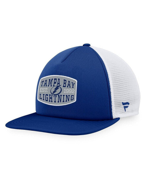 Men's Blue, White Tampa Bay Lightning Foam Front Patch Trucker Snapback Hat